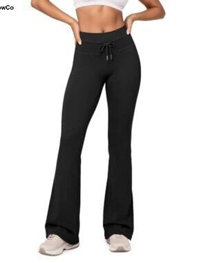 Drawstring Tie Flared High Waist Bootcut Workout Yoga Pants